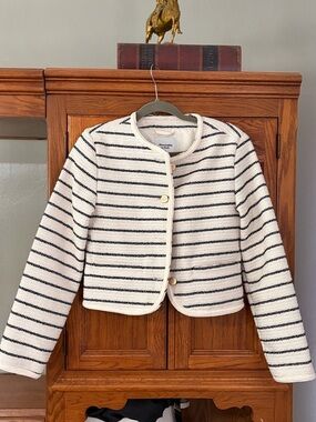 Abercrombie Striped Bouclé Cropped Jacket